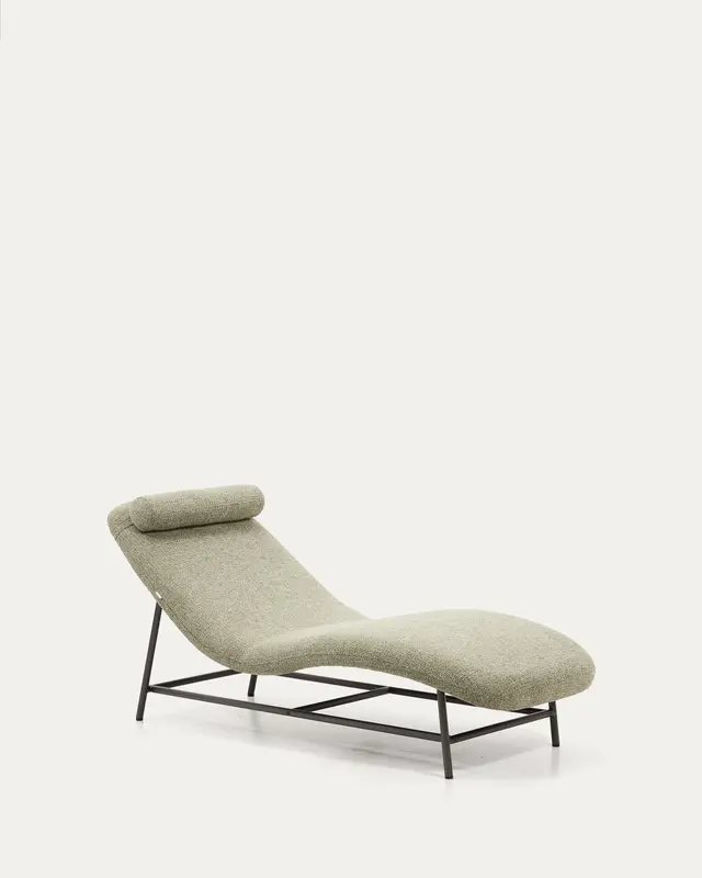 Divan Osla aus grüner Chenille mit Beinen aus gebürstetem Edelstahl in Graphit 174 cm
