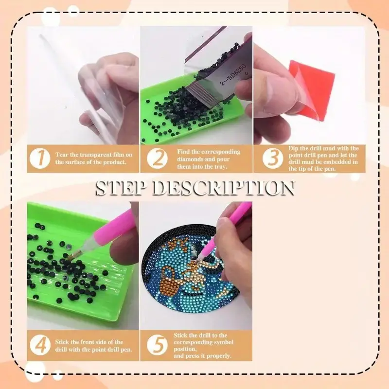 DIY-Diamantmalerei-Untersetzer-Set mit Halterung