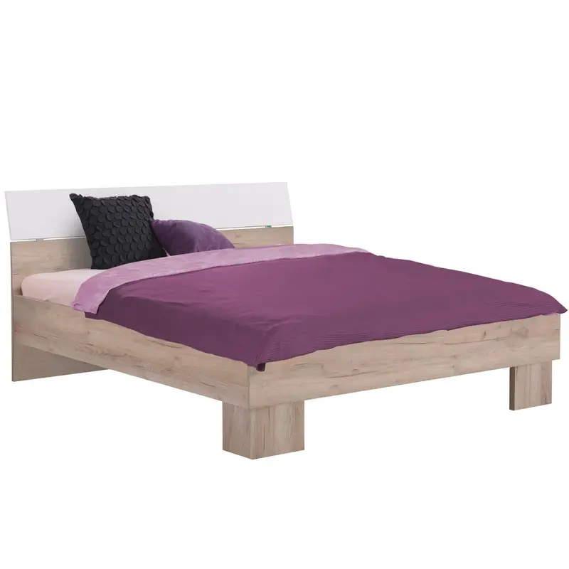 Doppelbett Bettgestell Ehebett Holzbett Bett mit Lattenrost Gästebett Eiche - Grau, 160x200cm