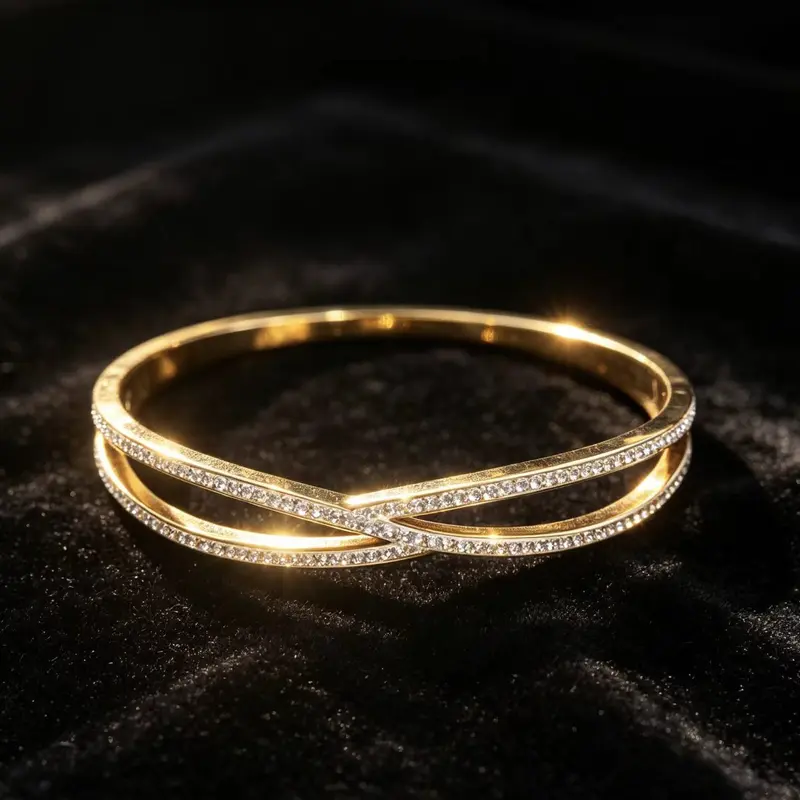 Doppellagiges Kreuzstich-Armband mit Diamanten
