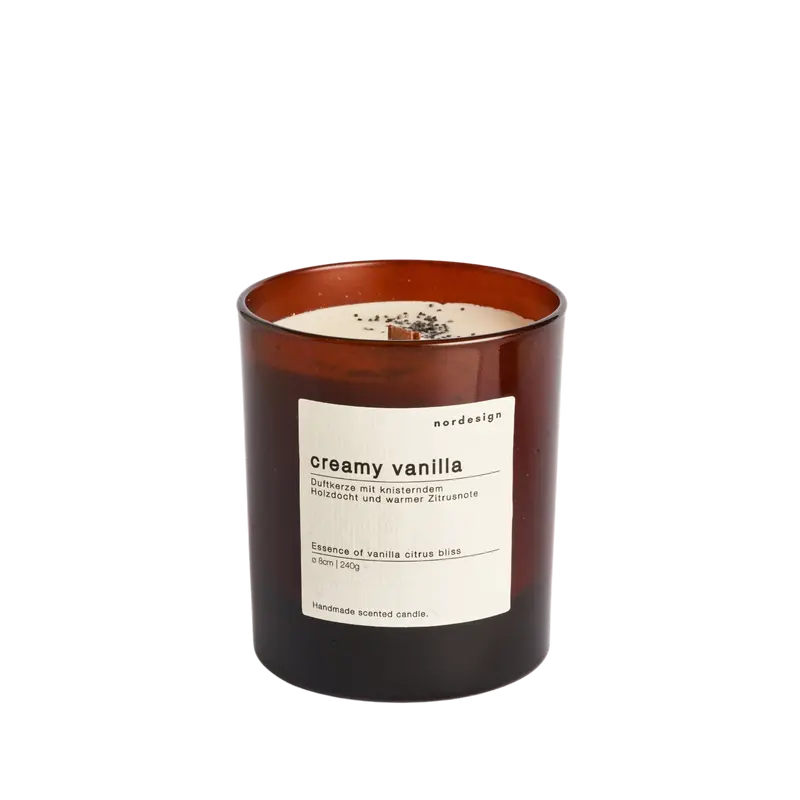 Duftkerze Glas mit Holzdocht Creamy Vanilla