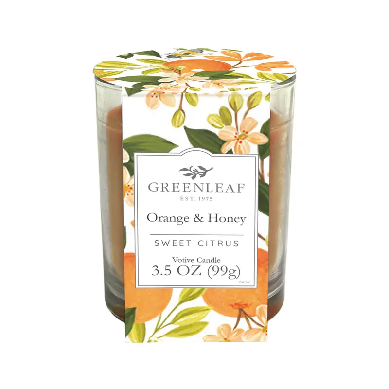 Duftkerze Votive Greenleaf - Orange & Honey, bis 30 Stunden