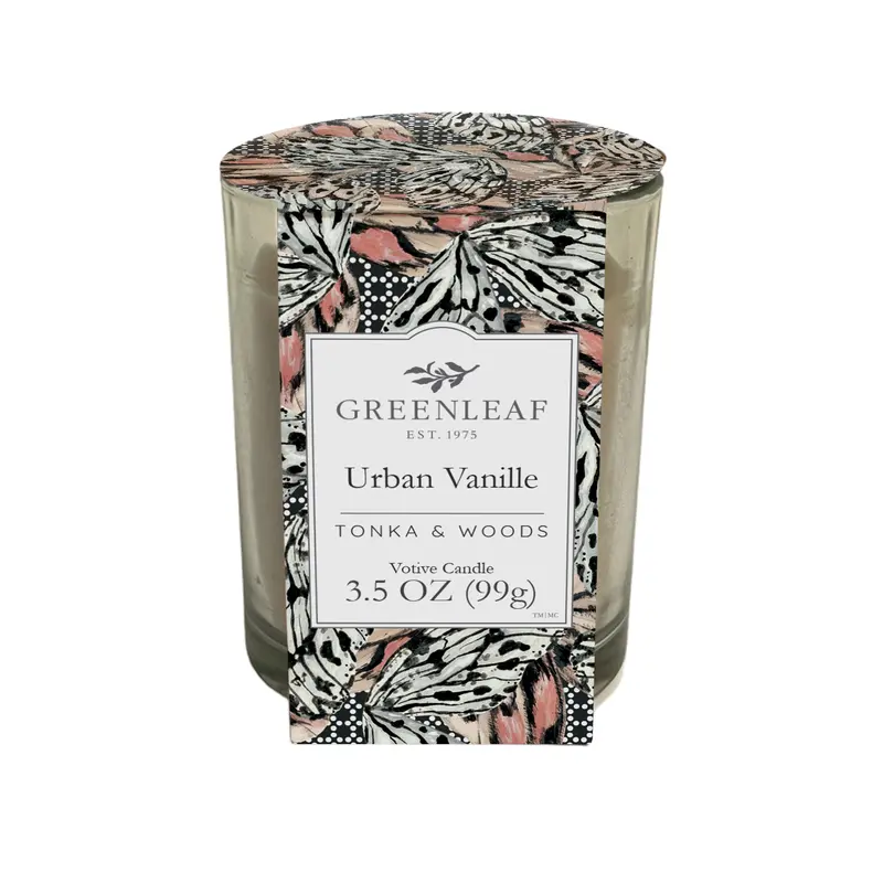 Duftkerze Votive Greenleaf - Urban Vanilla, bis 30 Stunden