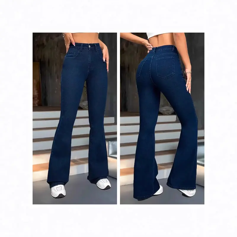 Dunkelblaue Damenhose mit Knöpfen