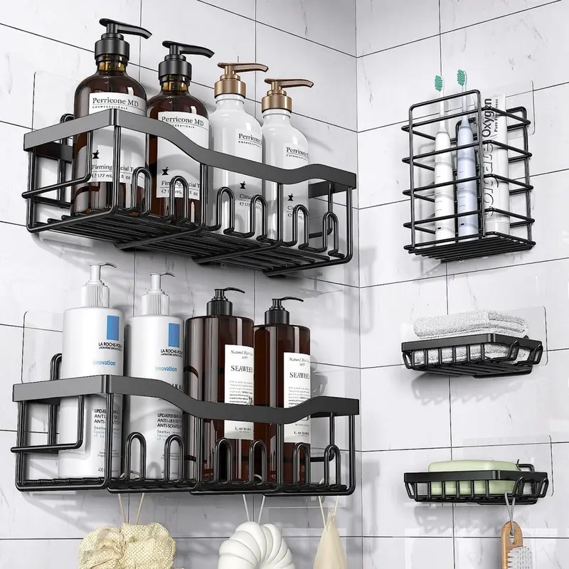 Dusch-Organizer-Set «Aqua» · 5-teilig, Edelstahl, ohne Bohren 🚿