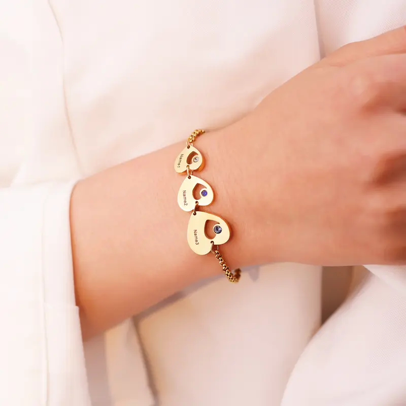 Edelstahl-Armband «Cœur» · Herz, Gold