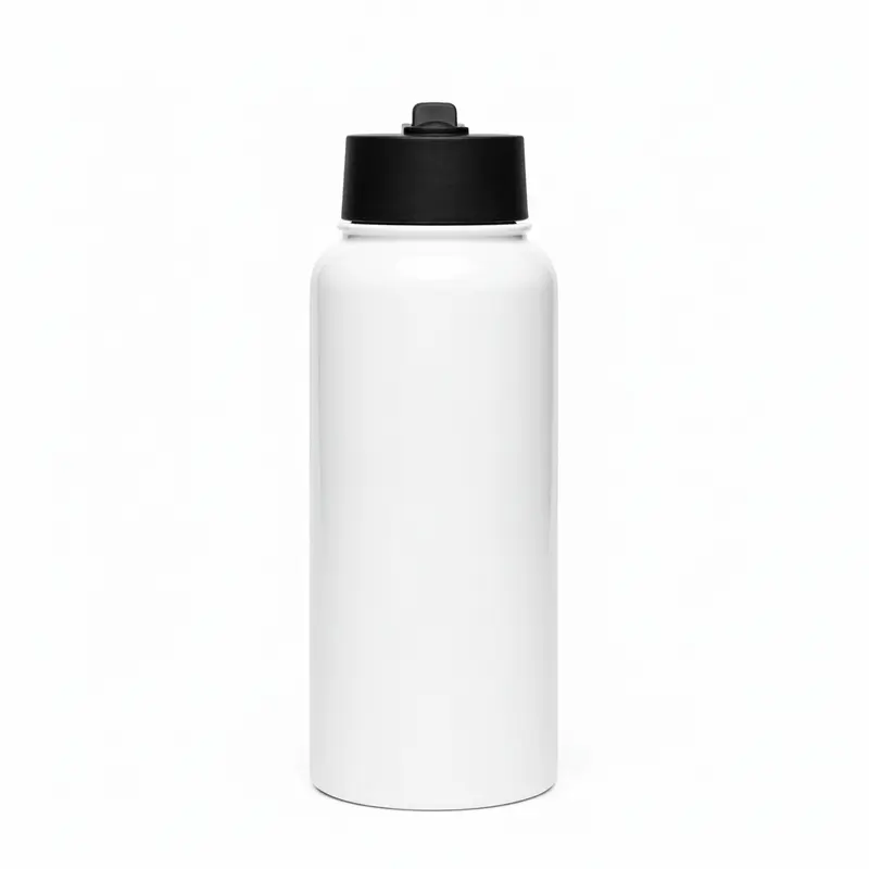 Edelstahl Trinkflasche mit Strohhalm – Selbst gestalten