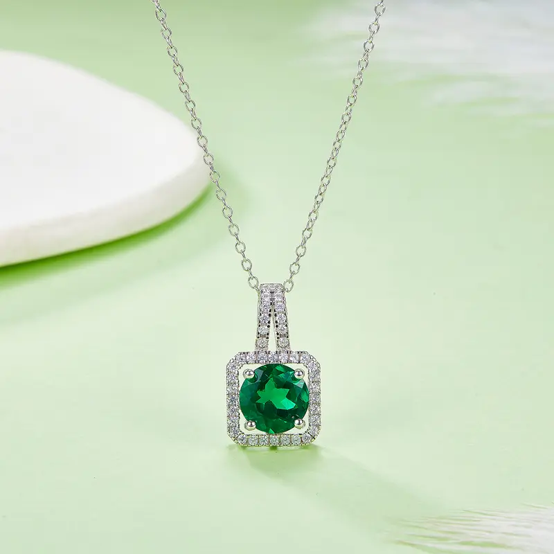 Edelstein-Anhänger «Rubin & Smaragd» 2 ct · 925 Silber Halo