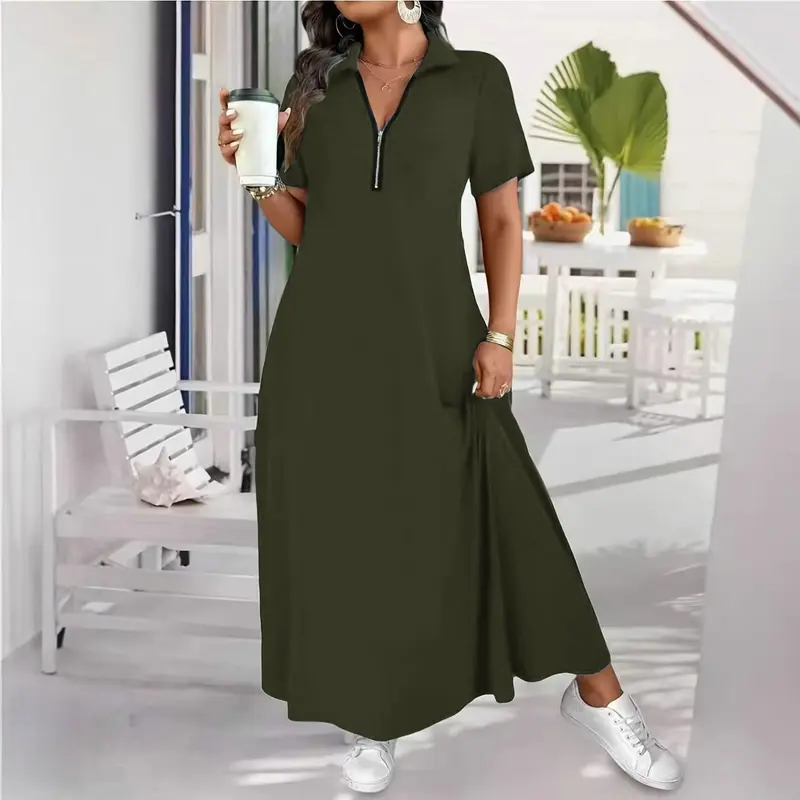 Einfaches Kurzarm-Kleid mit Reissverschluss