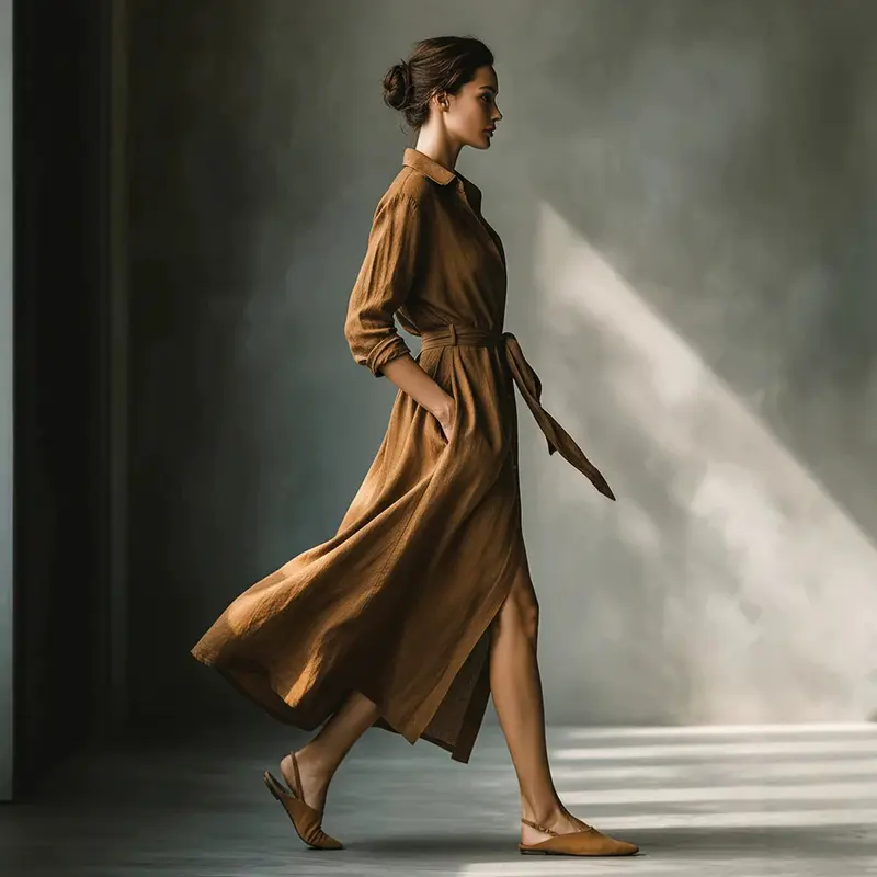 Elegant Langarm-Shirt-Kleid für Büro & Alltag
