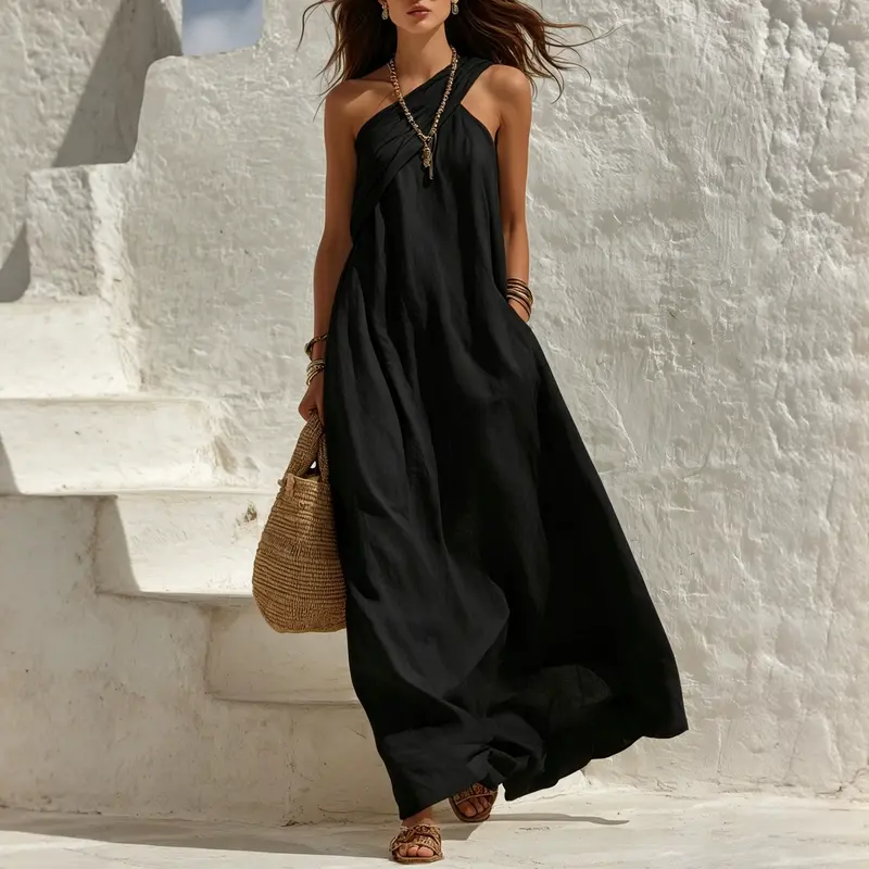 Elegante Einfarbige Urlaubsdress