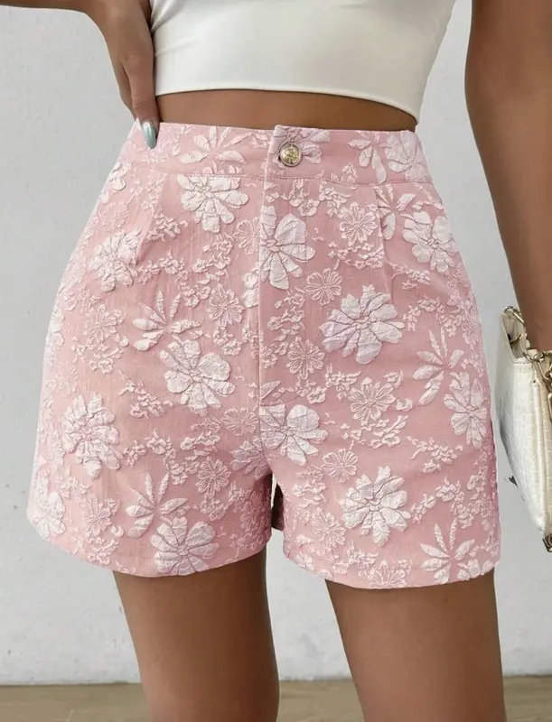 Elegante Jacquard-Shorts mit hoher Taille