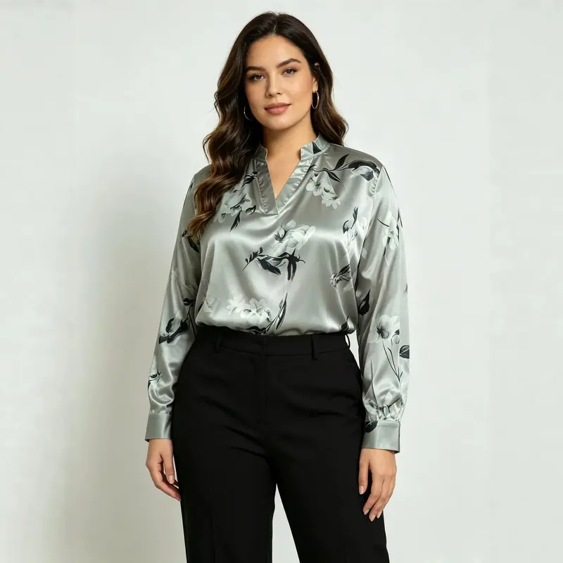 Elegante Langarm-Bluse mit Blumenmuster