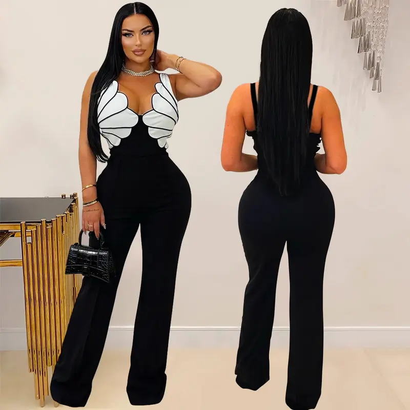 Eleganter ärmelloser Jumpsuit mit V-Ausschnitt