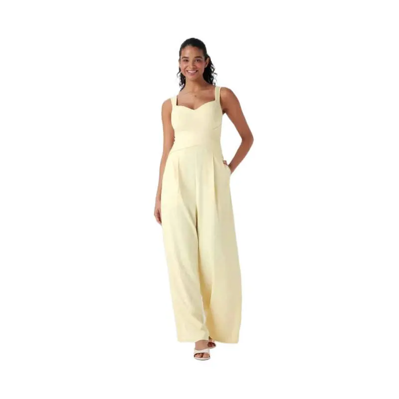 Eleganter ärmelloser Jumpsuit mit weitem Bein – S-Black