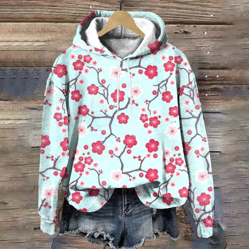 Eleganter Blumen-Hoodie für Damen