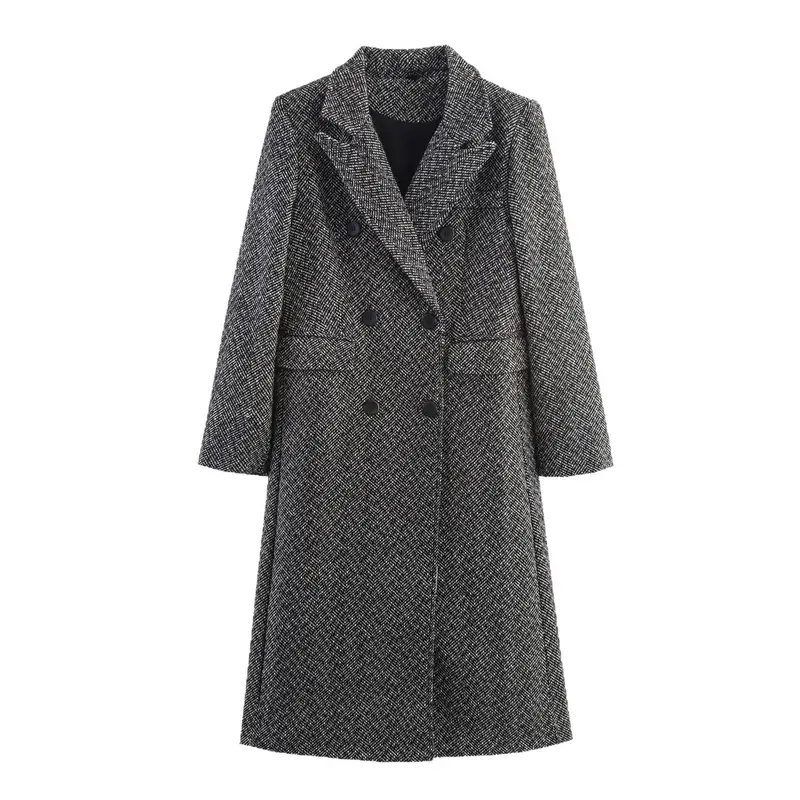 Eleganter Herringbone Wollmantel für Damen