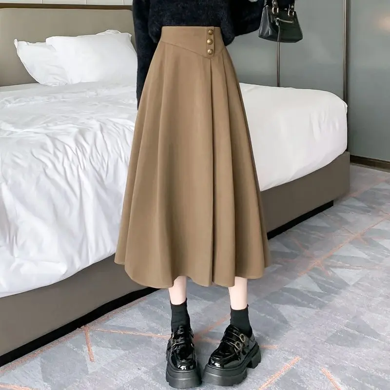 Eleganter Midirock aus Wolle mit hohem Bund