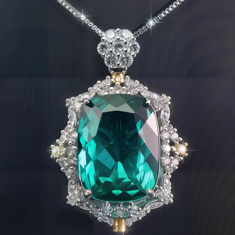 Eleganter Smaragd-Halo-Anhänger, zweifarbig