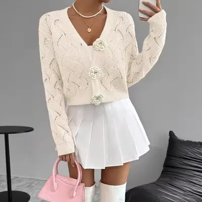 Eleganter Strick-Cardigan mit Lochmuster