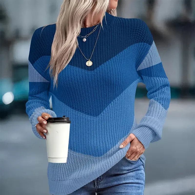Eleganter Strickpullover mit Farbblock