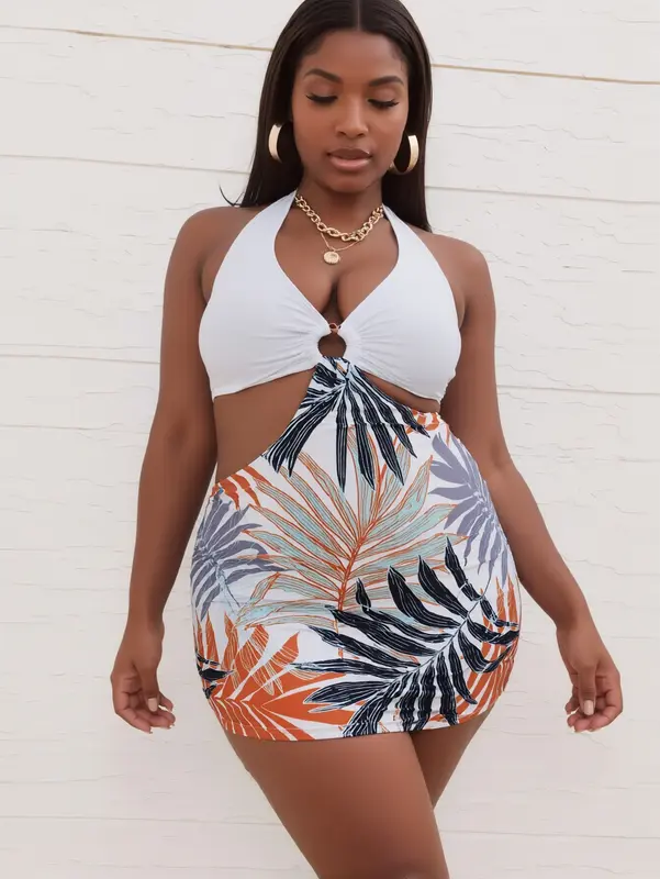 Eleganter Tankini mit hohem Kragen und Bikinihose