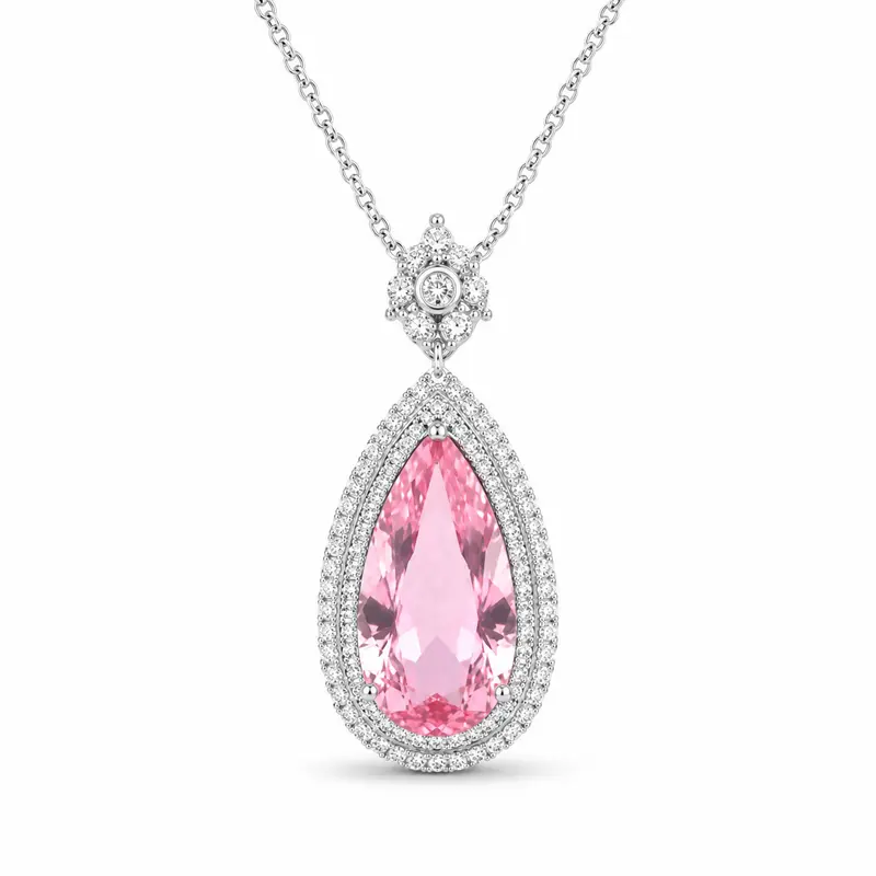 Eleganter Tropfen-Anhänger mit rosa Morganit