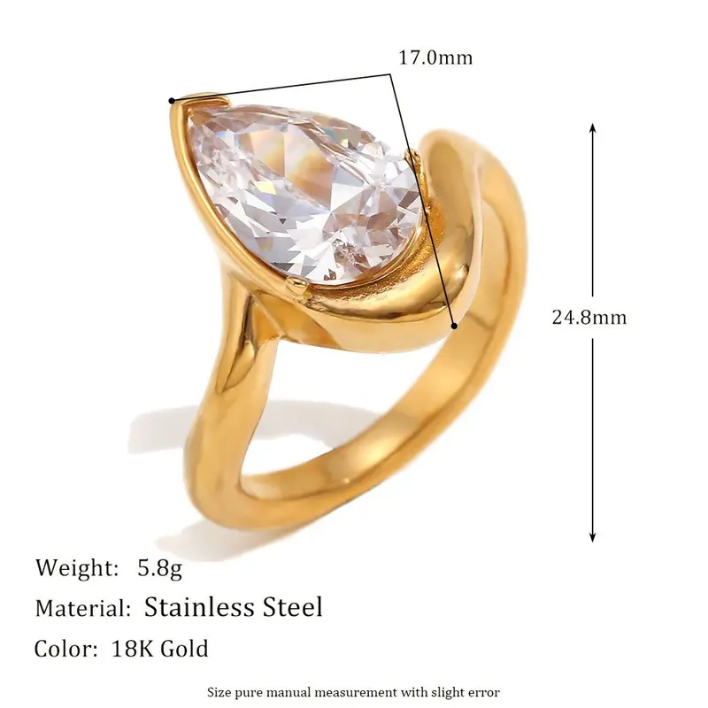 Eleganter Wassertropfen Zirkon Ring für Damen