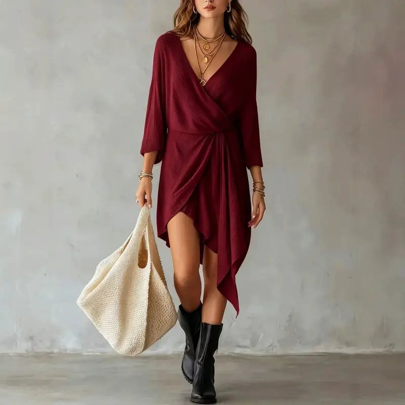 Elegantes Wickelkleid mit V-Ausschnitt