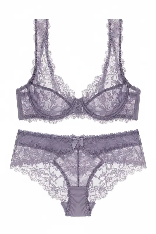 Ensemble lingerie dentelle transparente — Lila