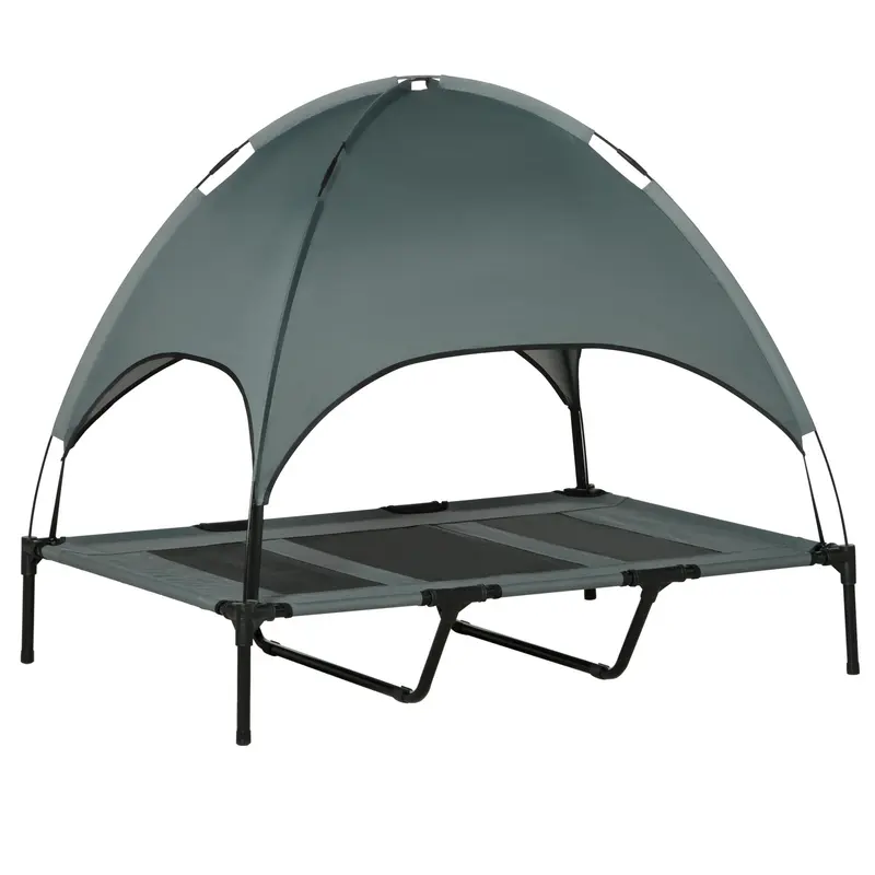 Erhöhtes Outdoor-Hundebett mit Dach Grau, 122x92x108cm