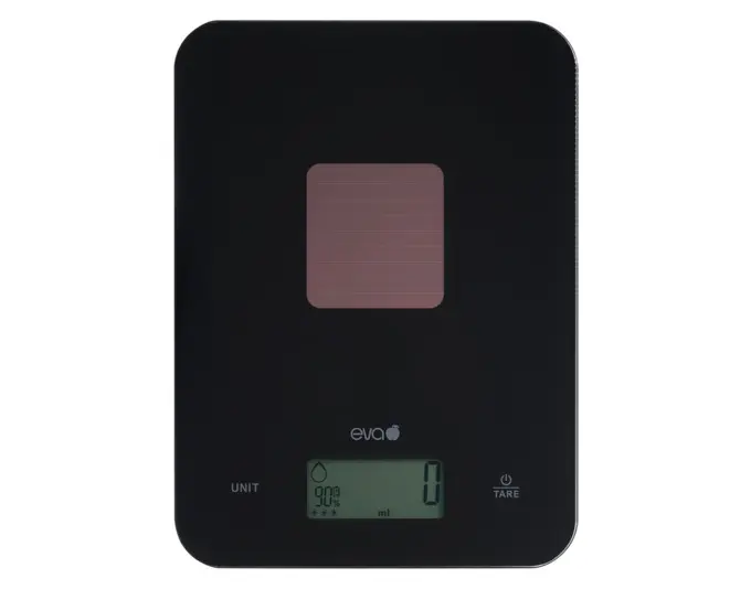 EVA Küchenwaage Solar digital Glas schwarz 15 kg/1 g 23x17x20 cm