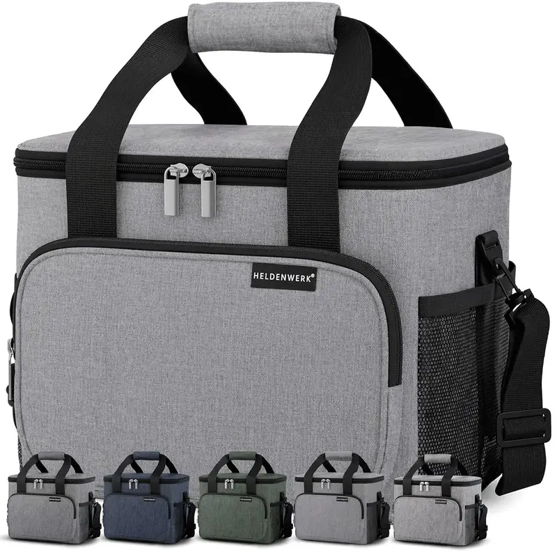 Faltbare Kühltasche mit Flaschenöffner & verstärktem Boden, Hellgrau 30L
