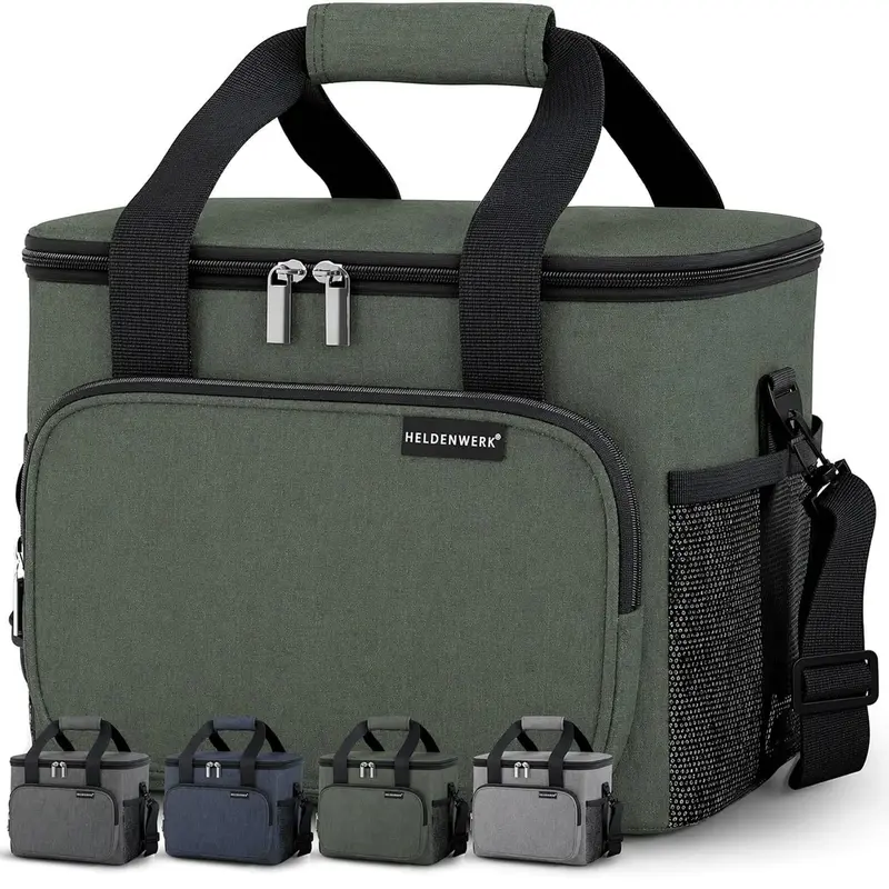 Faltbare Kühltasche mit Flaschenöffner & verstärktem Boden, Olivgrün 20L