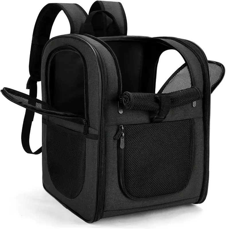 Falzbarer Haustier-Rucksack bis 12 kg, Schwarz-a
