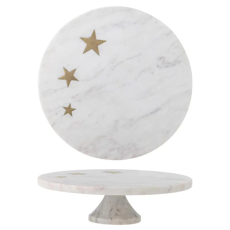 Fenya Star Kuchenteller, Weiss, Marmor
