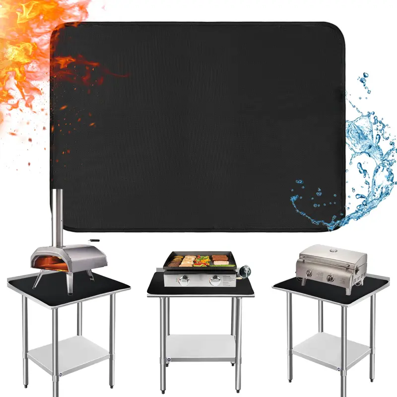 Feuerfeste Grillunterlage 50x70cm, 50x70cm Schwarz