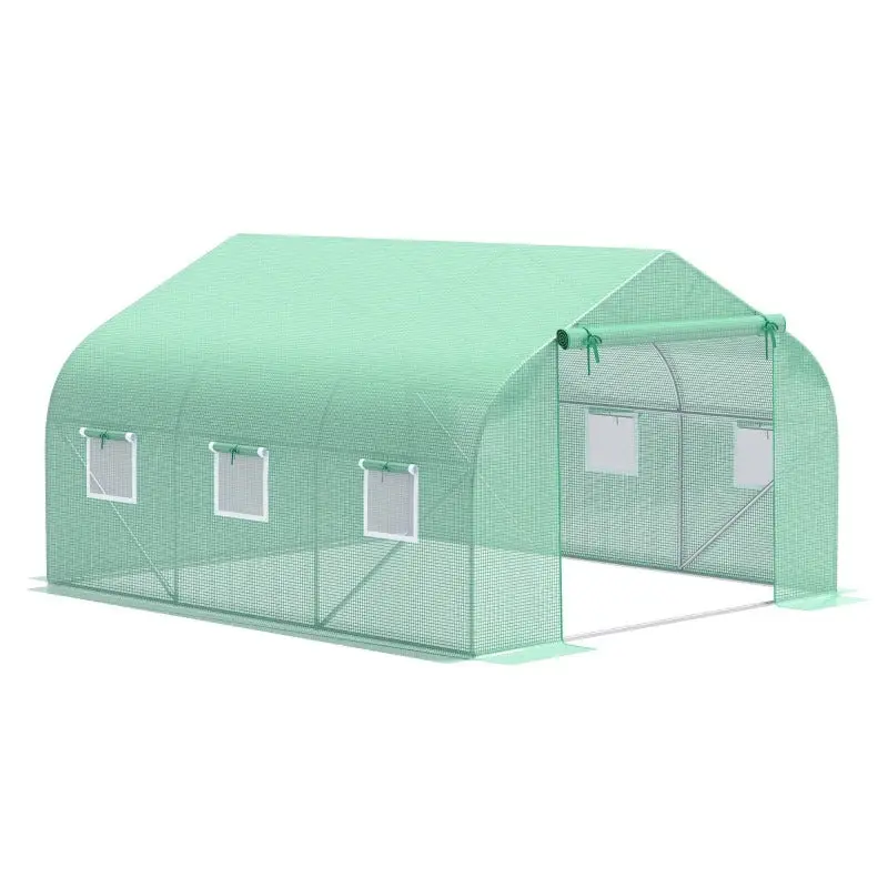 Folien Gewächshaus Foliengewächshaus Treibhaus Frühbeet Pflanzenhaus Tomatenhaus Giebeldach 350×300B×200Hcm