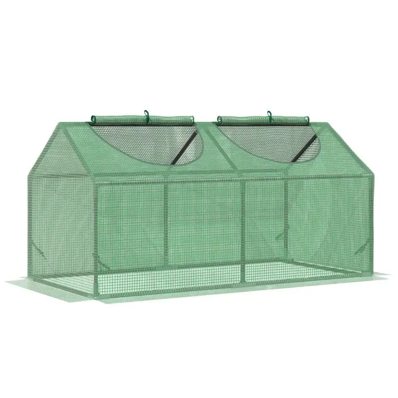 Foliengewächshaus mit Fenster PE Treibhaus Tomatenhaus Frühbeet 120x60x60cm, Grün