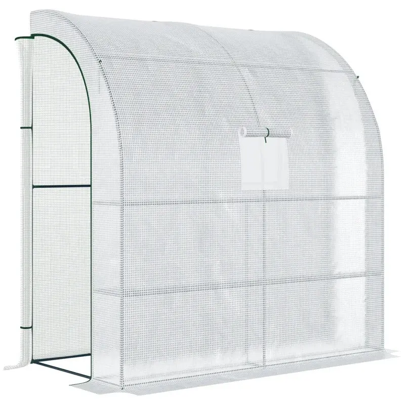 Foliengewächshaus Tomatengewächshaus mit Mesh Fenster, Treibhaus mit aufrollbaren Türen, Anzuchthaus mit UV Schutz, Weiss, 200x100x215cm