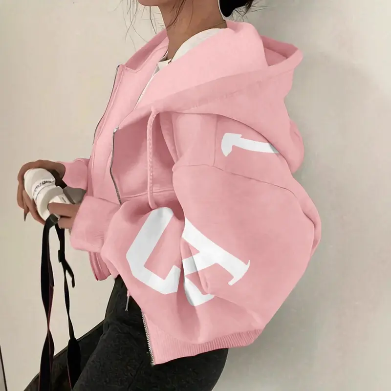 Freizeit-Sweatshirt mit Print und Reissverschluss