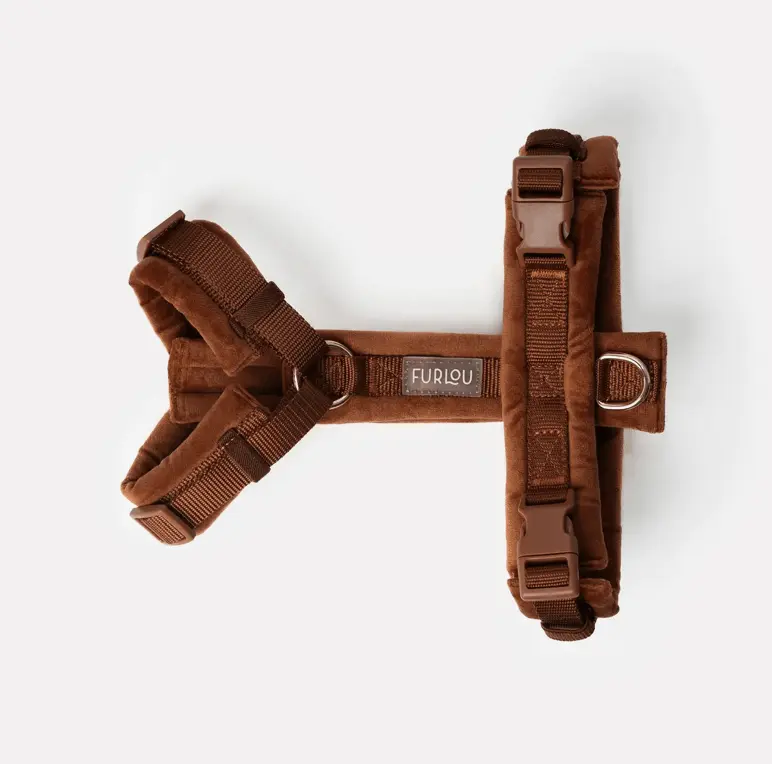 Furlou Y-Hundegeschirr Samt "clay"