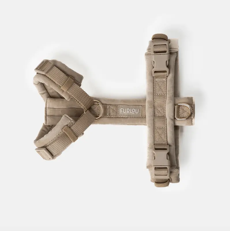 Furlou Y-Hundegeschirr Samt "sand"