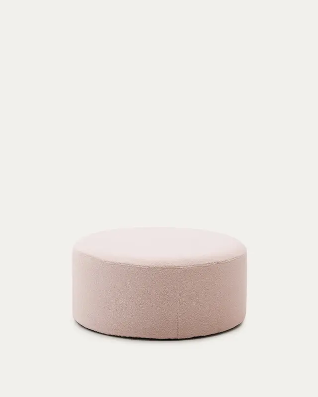 Fusshocker Kaeli mit abnehmbarem Bezug in rosa Bouclé Ø 90 cm