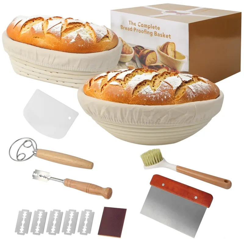 Gärkorb Brotback-Set, 23cm Rund + 25cm Oval
