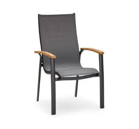 Garten-Stapelsessel Cavalese - ergonomisch, aus Alu und Ergotex - Teak-/weiss oder anthrazit