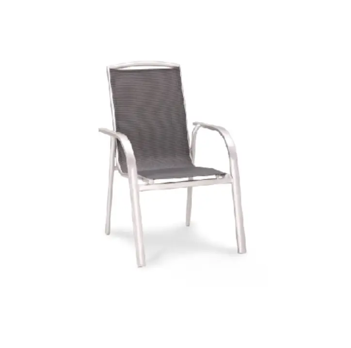 Garten-Stapelsessel Palermo Outdoor - komplett aus Aluminium und hochwertigem Ergotex-Gewebe - silber