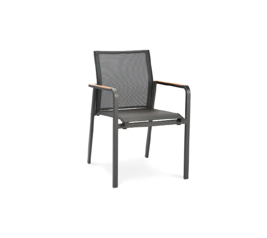 Garten-Stapelsessel Paros - Aluminium und robuste Ergotex-Bespannung - anthrazit/weiss-grau
