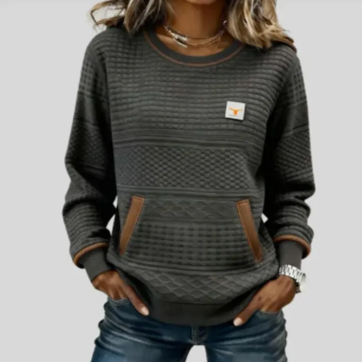 Gedruckter Pullover mit Streifen