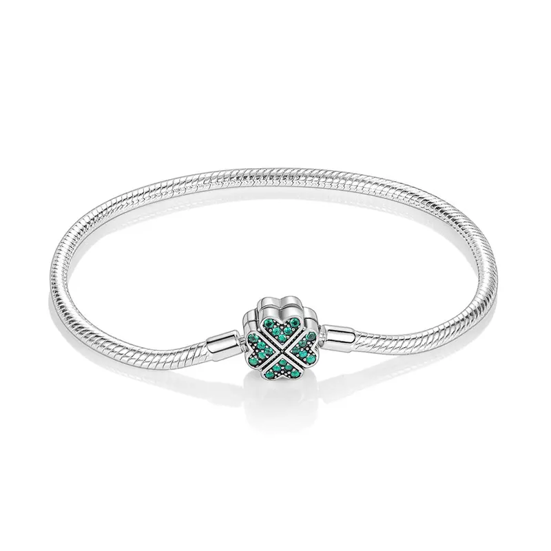 Geflochtenes Herz-Armband · 925-versilbert, grüner Zirkonia